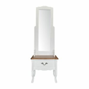 Floor Standing Rotating Mirror With Storage Drawer