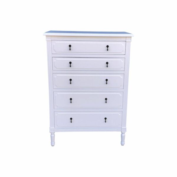 White Wooden Storage Cabinet 5 Tier Chest With Drawers