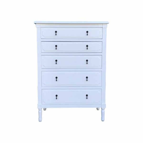 White Wooden Storage Cabinet 5 Tier Chest With Drawers