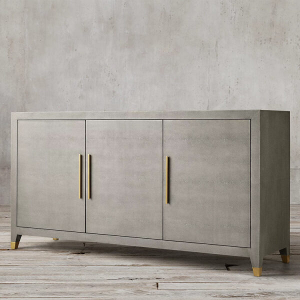 Shagreen Leather Panel Three Door Sideboard - Image 4