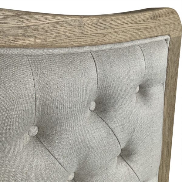 French Style Carved Wood Frame Upholstered Tufted Headboard - Image 4