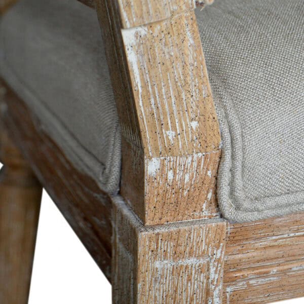 Linen Cushion and Back Wood Tufted Dining Chair - Image 6