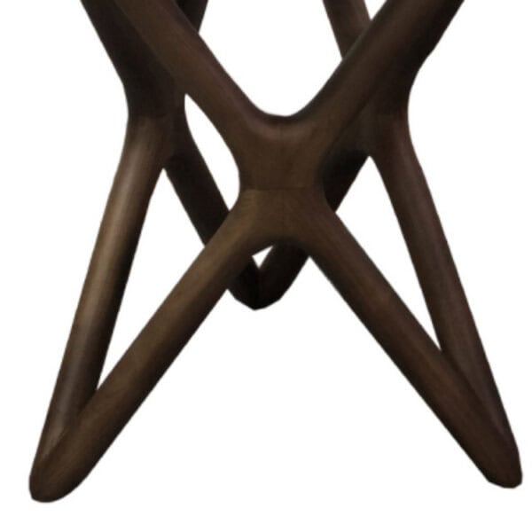 Antique Style Handcraft Walnut Round Wooden Side Table - Image 7