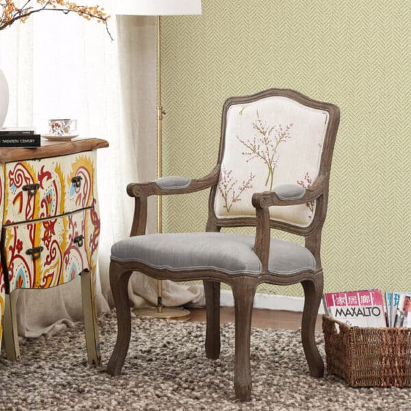 French Oak Wood Banquet Antique Dining Chair with Armrest - Image 6