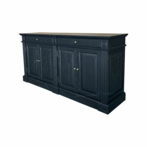 Solid Oak Black Wooden Storage Sideboard Cabinet