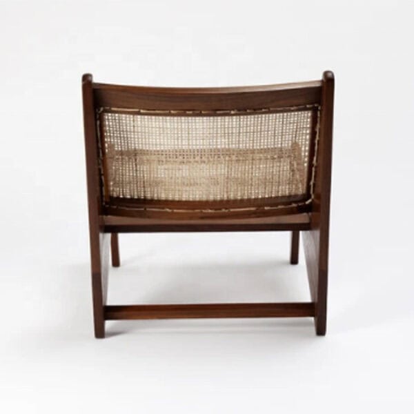 Wood Frame Rattan Back Easy Armless Kangaroo Lounge Chair - Image 6
