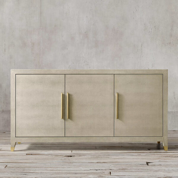 Shagreen Leather Panel Three Door Sideboard - Image 2