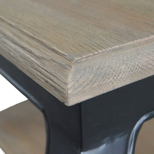French Antique Wooden Square Side Table with Shelf - Image 3