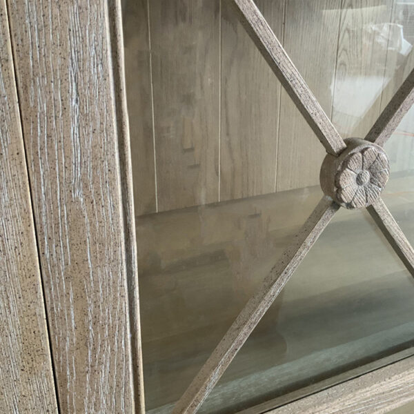 Antique Style Glazed Wood Cabinet with Glass Door - Image 6