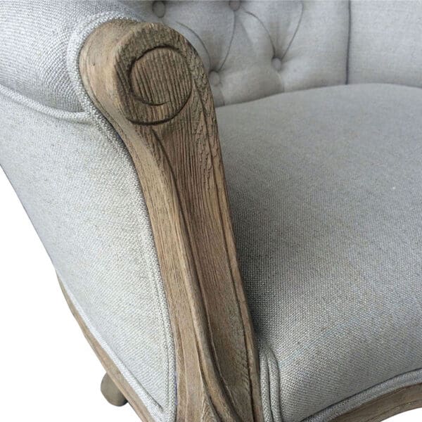 Wood Frame Linen Fabric Tufted Upholstery Armrest Salon Sofa Chair - Image 4