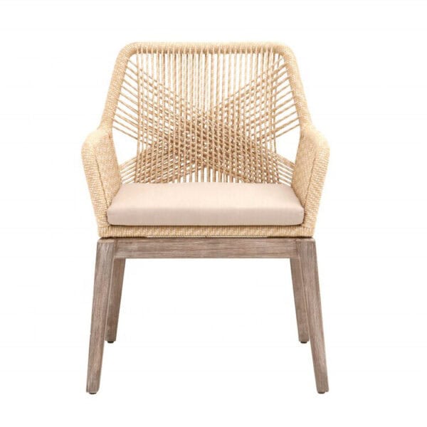 Lorry Modern Upholstered Woven Rope Dining Chair - Image 6