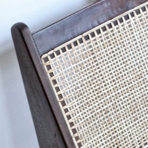Wood Frame Rattan Back Easy Armless Kangaroo Lounge Chair - Image 3