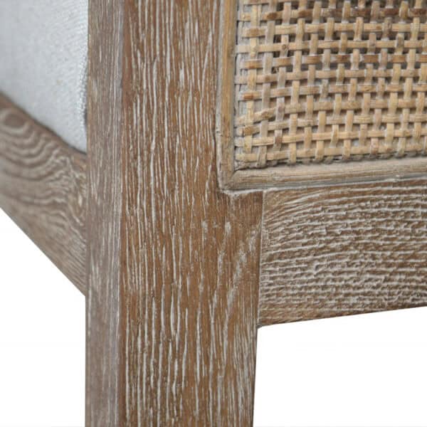 Antique French Oak Wood Leather Back Dining Chair with Arms - Bild 5