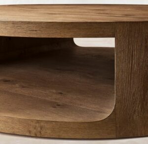 Descubra la pieza central perfecta para su sala de estar moderna con nuestra mesa de centro redonda contemporánea, elaborada por expertos con madera de roble macizo para una elegancia duradera.