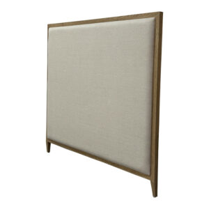 Introducing the Luxury Modern Soft Linen King Headboard: Light beige linen panel, wood frame—adds elegance to your king-sized bed.