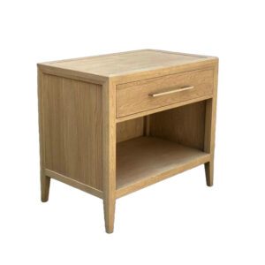 The eco-friendly French Antique Style Wood Side Table with Drawer combines minimalism and natural finish, blending modern sensibilities.