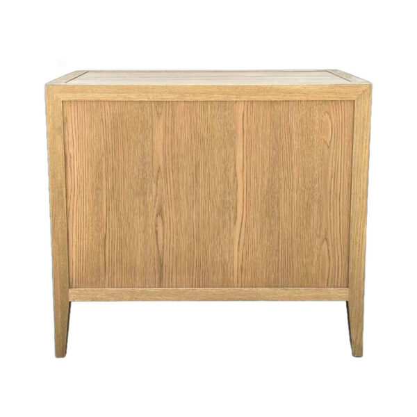 The eco-friendly French Antique Wood Side Table with Drawer boasts a light brown finish and exudes charm.