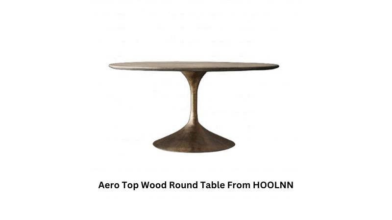 The "Aero Top Wood Round Table" by HOOLNN features a smooth top and tapered pedestal, adding timeless elegance to any decor.