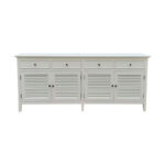 The Hamptons Style White Birch Sideboard features four louvered cabinet doors and four top drawers.