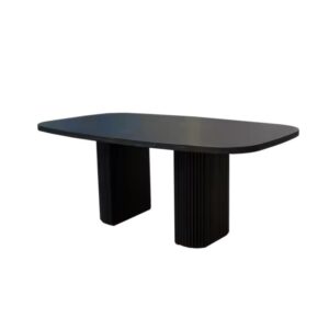 Elevate your dining area with this Luxury Black Oval Dining Table for 6, crafted from solid oak with fluted pedestal legs and rounded edges.