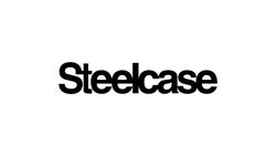 Pildil on Steelcase'i logo – valgel taustal paksud mustad tähed –, mis esindab tippkvaliteediga mööblibrändi.