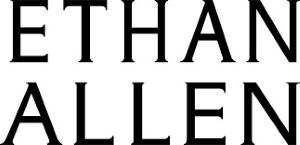 ETHAN ALLEN" in large, bold, black capital letters on a white background, representing a 2025 oak furniture brand.