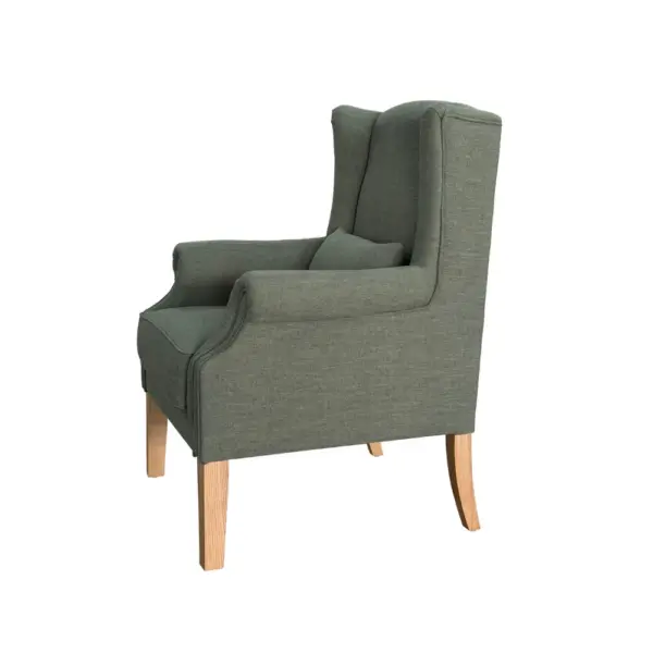 French Classic Linen Upholstered Antique Wing Back Chair