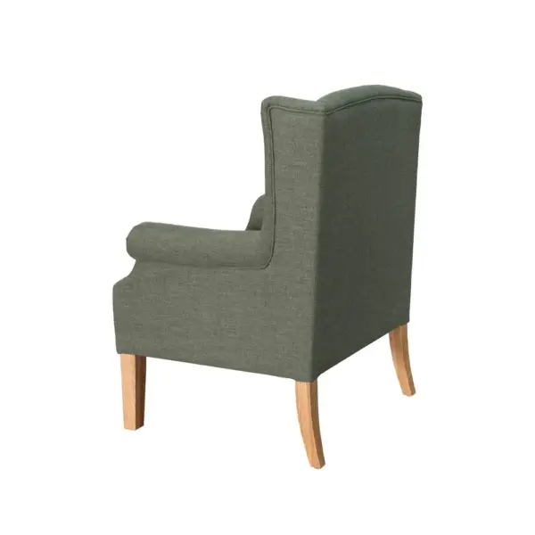 French Classic Linen Upholstered Antique Wing Back Chair