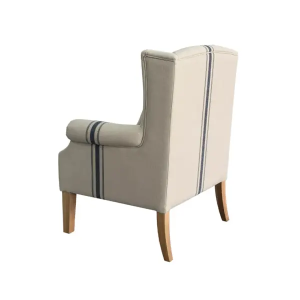 French Classic Linen Upholstered Antique Wing Back Chair