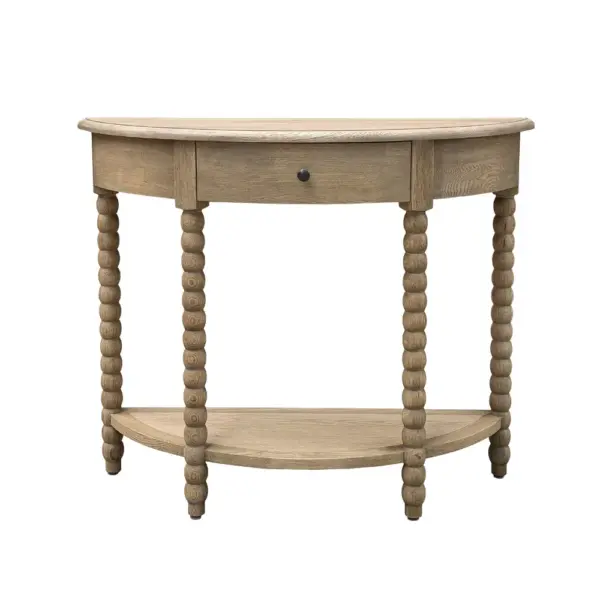 Weathered Oak Console Table Curved Console Table with Drawer