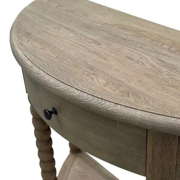 Weathered Oak Console Table Curved Console Table with Drawer