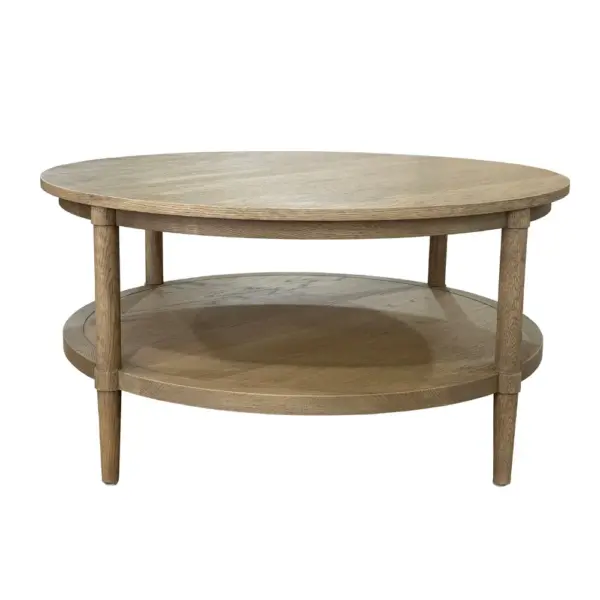 Antique Style Solid Wood Large Round Side Table