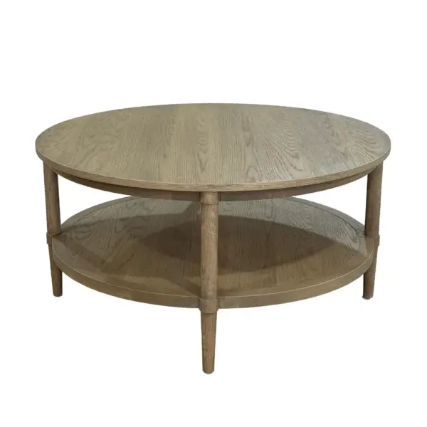 Antique Style Solid Wood Large Round Side Table