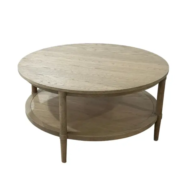 Antique Style Solid Wood Large Round Side Table