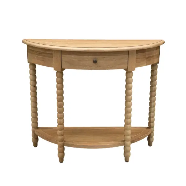 Hamptons Style Solid Oak Console Table with Shelf