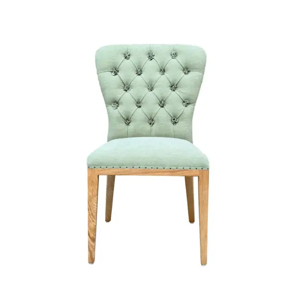 Nordic Luxury Solid Ash Wood Light Green Dining Chair for Home Use