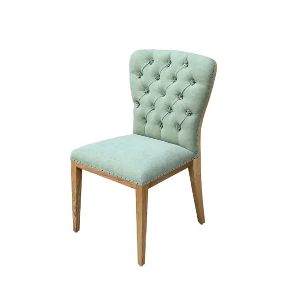 Nordic Luxury Solid Ash Wood Light Green Dining Chair for Home Use