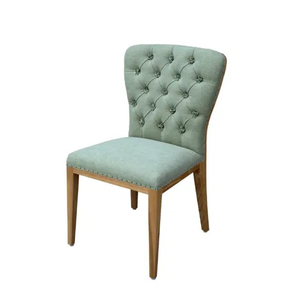 Nordic Luxury Solid Ash Wood Light Green Dining Chair for Home Use