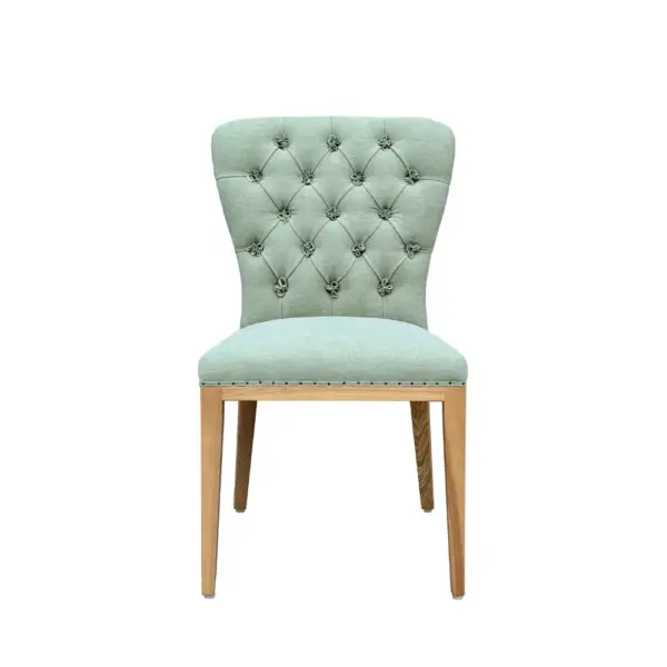 Nordic Luxury Solid Ash Wood Light Green Dining Chair for Home Use