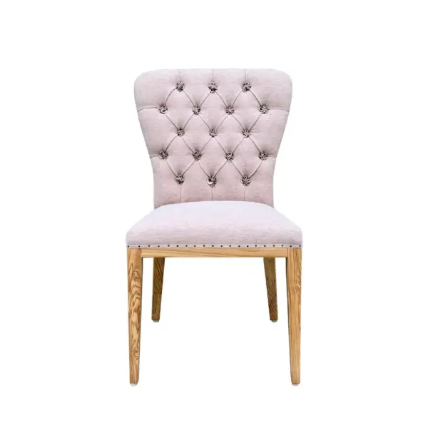 Ash Wood Pink Upholstered Dining Chair