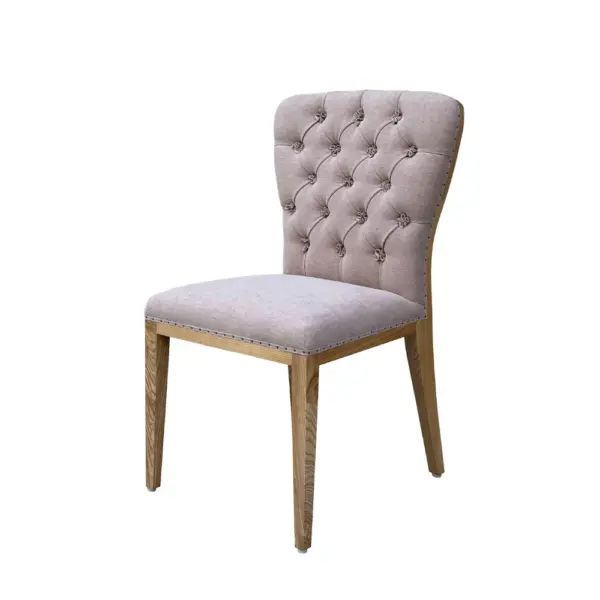 Ash Wood Pink Upholstered Dining Chair