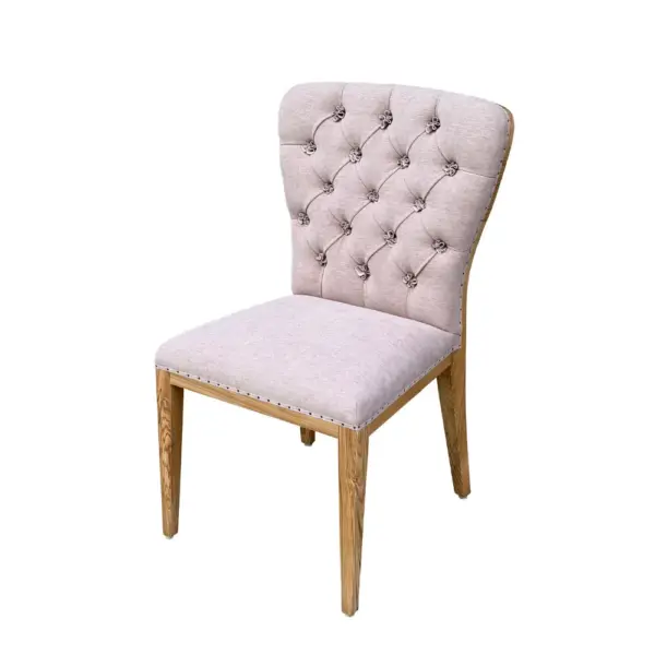 Ash Wood Pink Upholstered Dining Chair