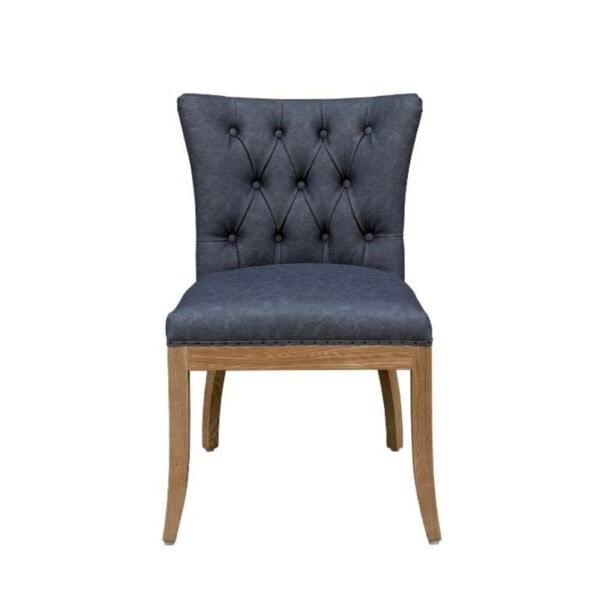 Elegant French Style Solid Ash Wood Dining Chair with Upholstered Leather Seat.