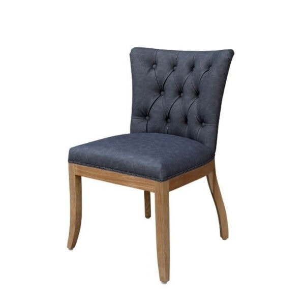 Elegant French style dining chair with solid ash wood frame and tufted leather upholstery, perfect for luxurious dining rooms. Combines classic design with durable craftsmanship for stylish comfort.