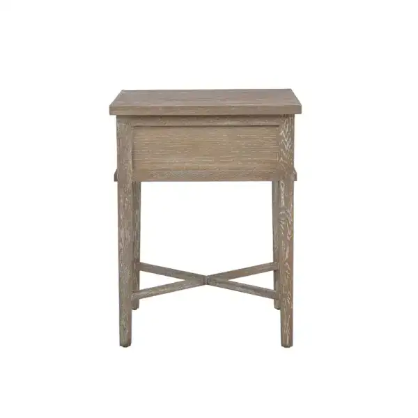 Antique wooden side table with a drawer, perfect for small spaces and vintage decor. Crafted from aged wood, this charming piece adds rustic elegance to any room.