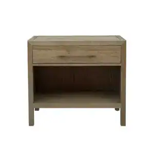 Elegant French antique oak nightstand featuring a sturdy drawer and spacious open shelf, perfect for bedside storage. Crafted from solid oak wood, this vintage piece adds timeless charm to bedroom dec.