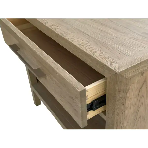 Antique oak nightstand featuring a spacious drawer, perfect for bedside storage. Crafted from solid oak wood, this vintage French-style bedside table adds timeless elegance to any bedroom decor.