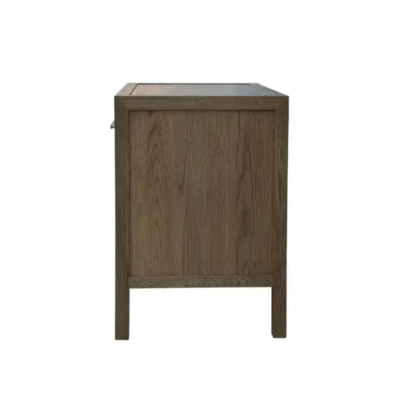 Elegant solid oak nightstand with a natural finish, perfect for French antique bedroom decor. Durable wooden bedside table with a classic design, ideal for bedside storage.