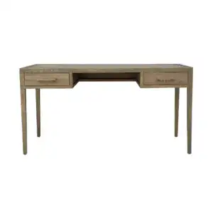 Rustic oak wood vintage style writing desk with two drawers, ideal for home office or study space, combining classic charm with functional design.