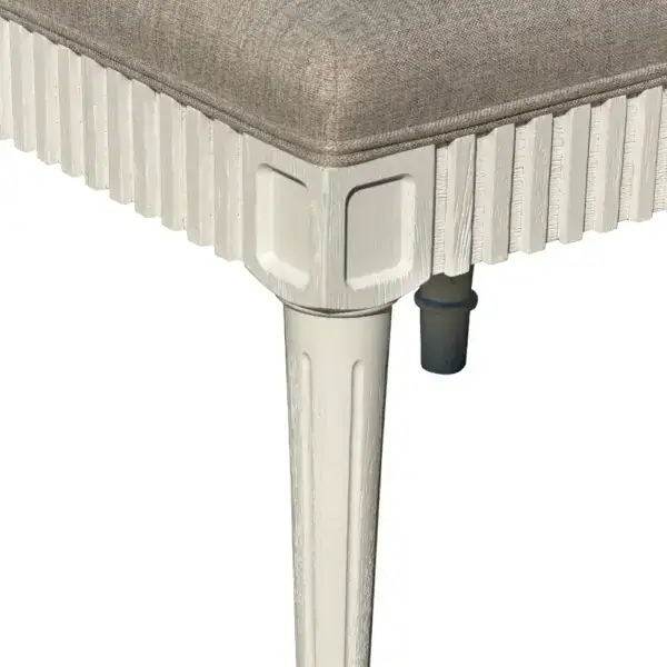 Elegant French-style stool featuring a sturdy oak wood frame and pure linen upholstery, perfect for luxurious interior decor.